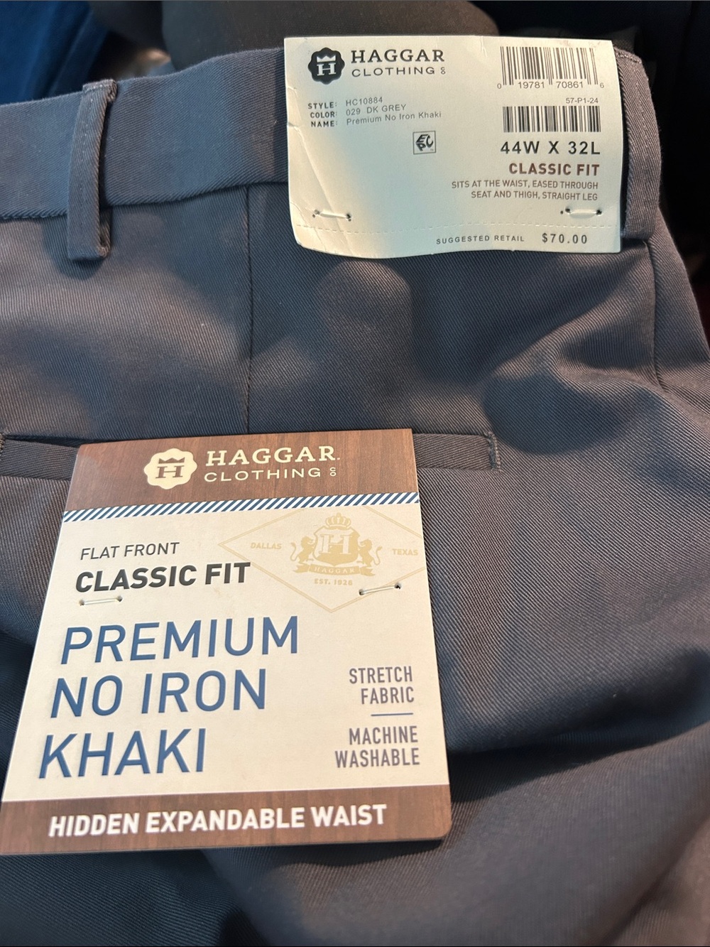 Haggar Classic Fit No-Iron Khaki Pants - Dark Gray